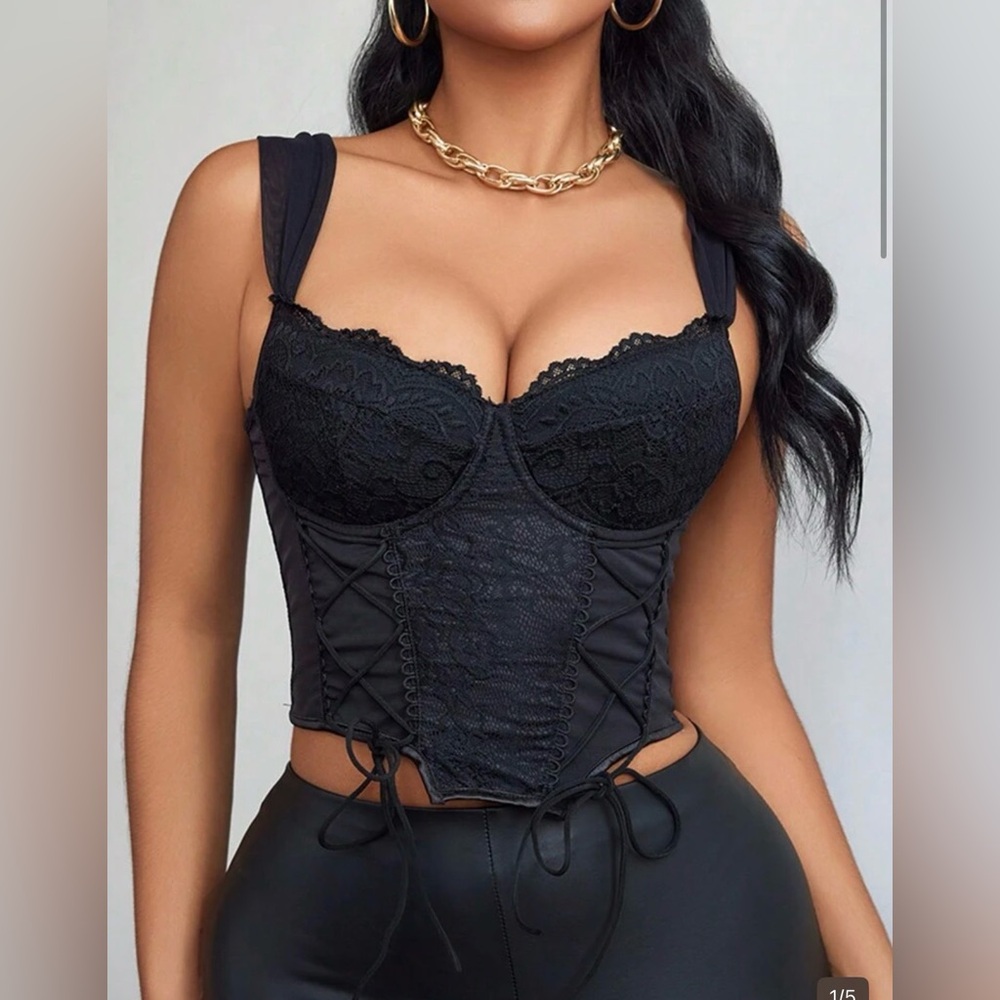 Black Lace Corset Top
